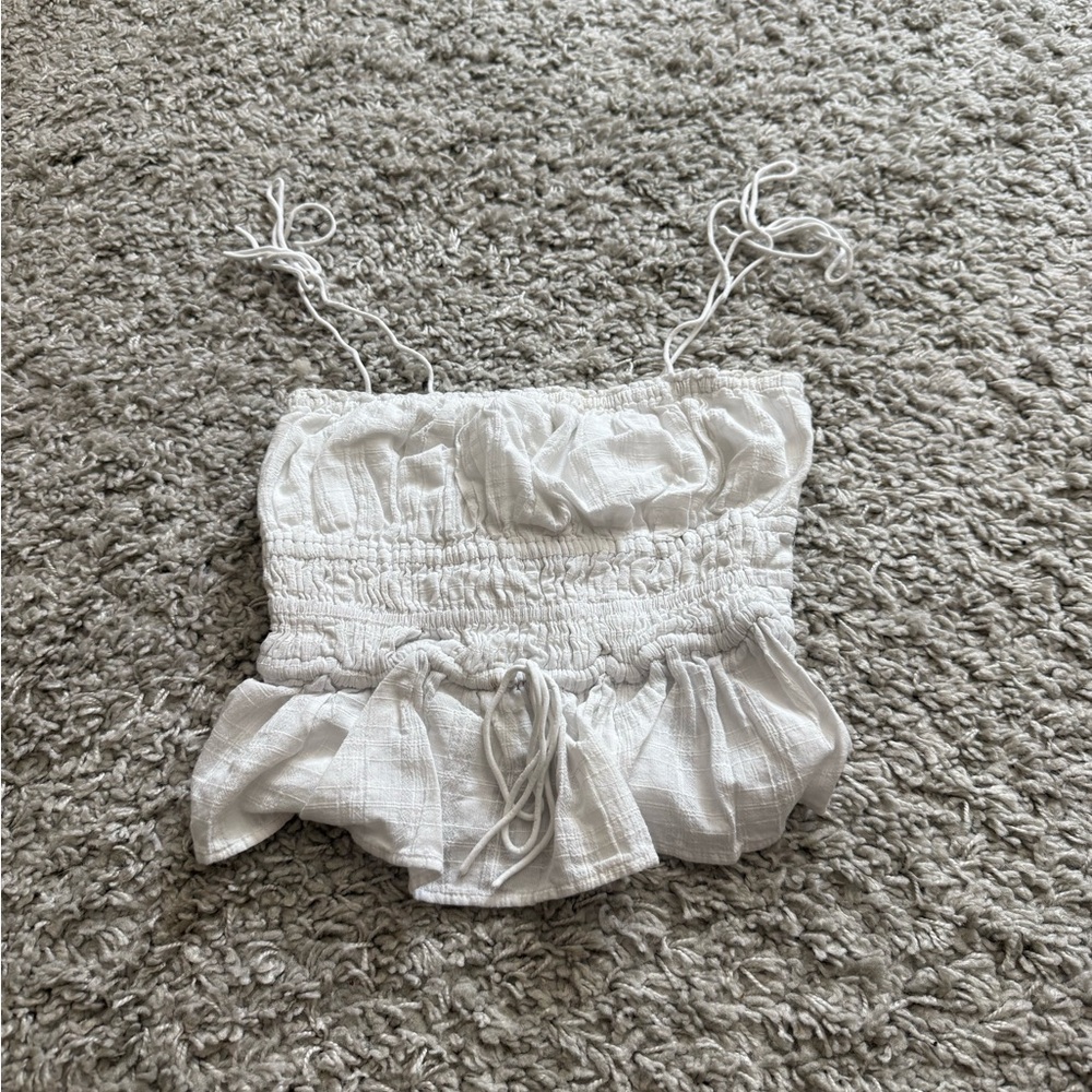 J. Crew Elegant White Smocked Top